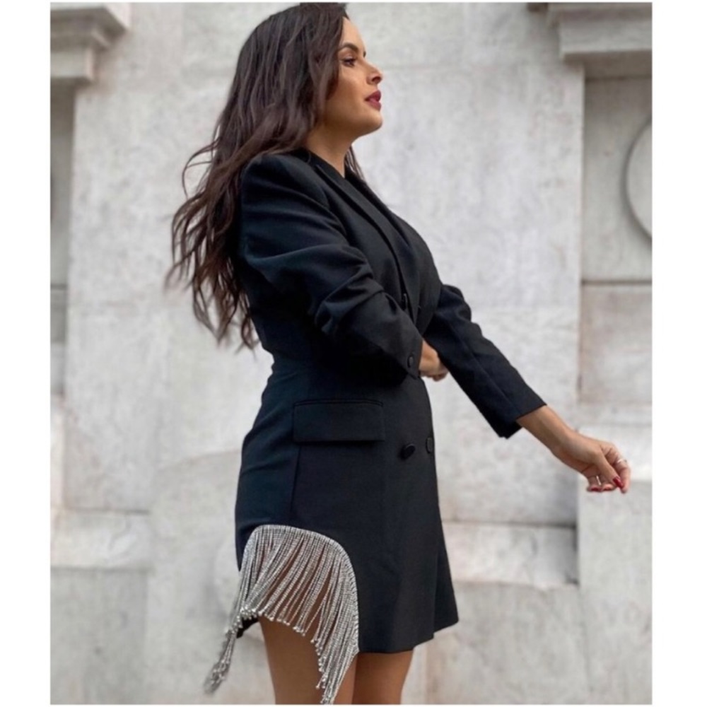 Zara limited edition blazer dress jewel trim - Picture 8 of 16